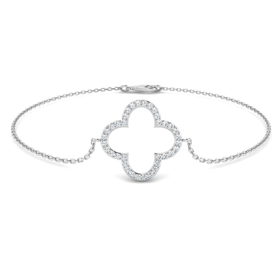 Lab Diamond Clover Bracelet 0.15ct G/VS in 9k White Gold - After Diamonds