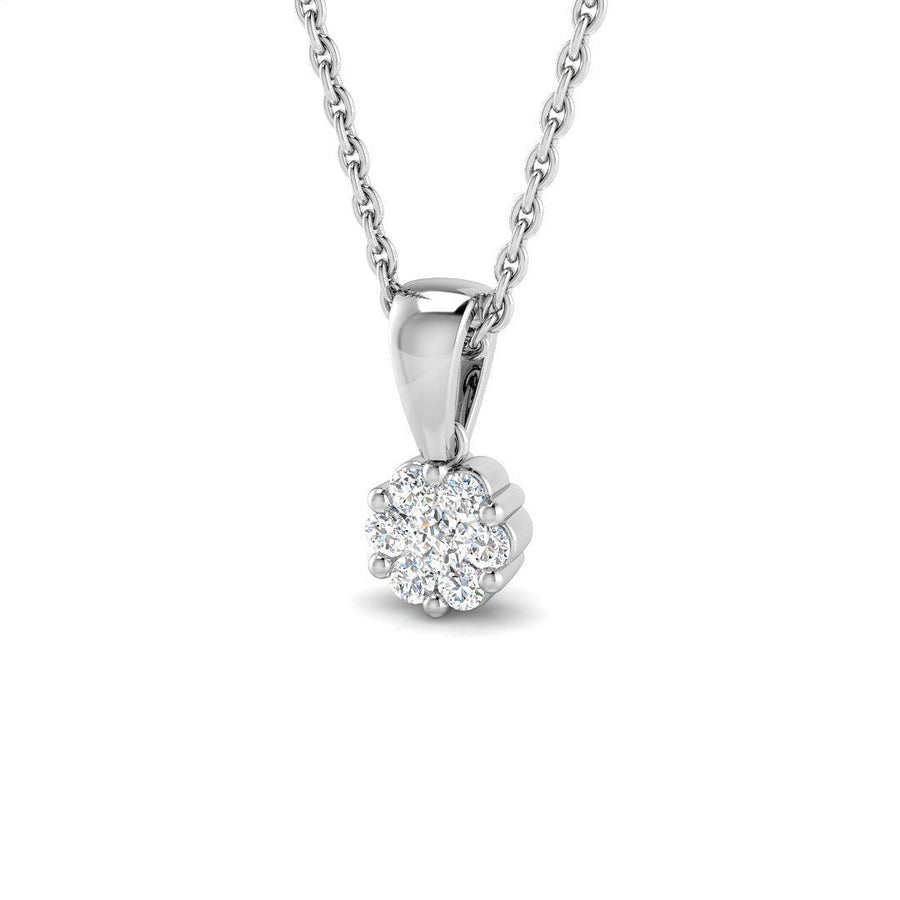 Lab Diamond Cluster Pendant Necklace 0.15ct in 925 Silver - After Diamonds
