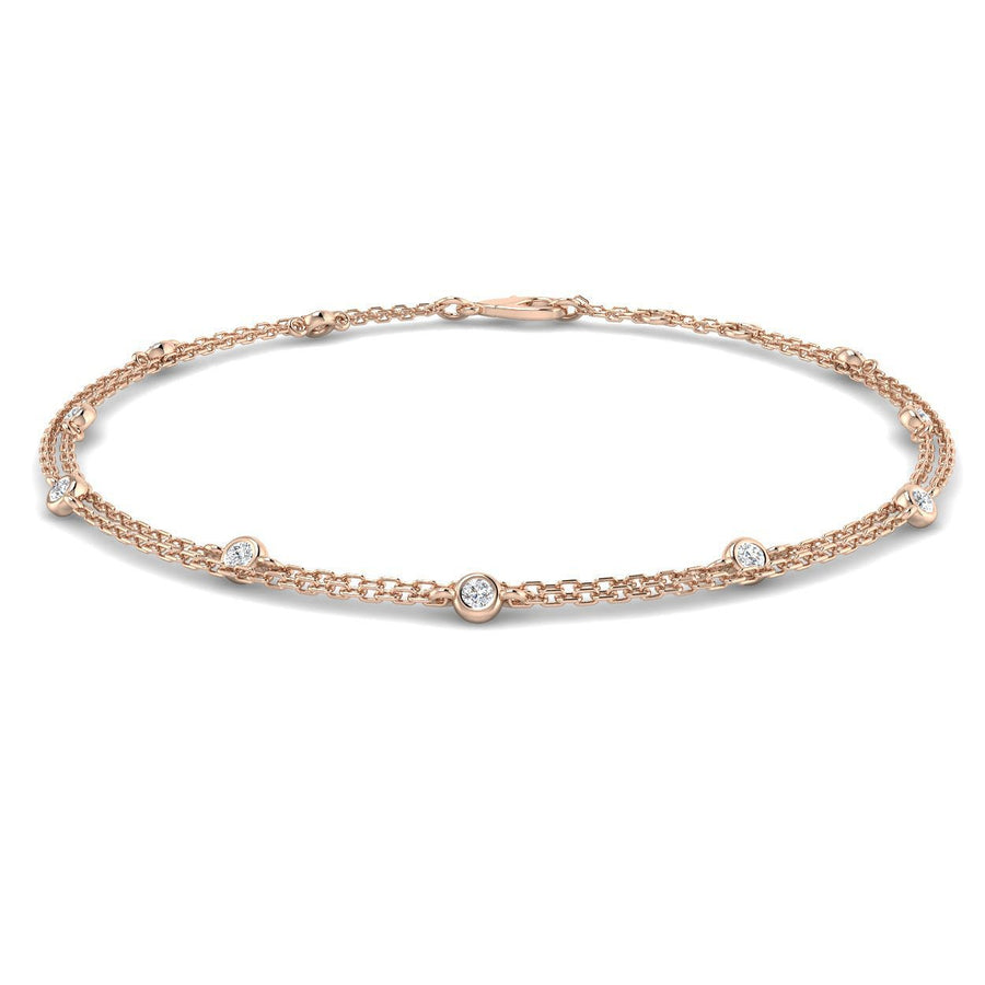 Lab Diamond Double Chain Bracelet 0.25ct in 9k Rose Gold - After Diamonds