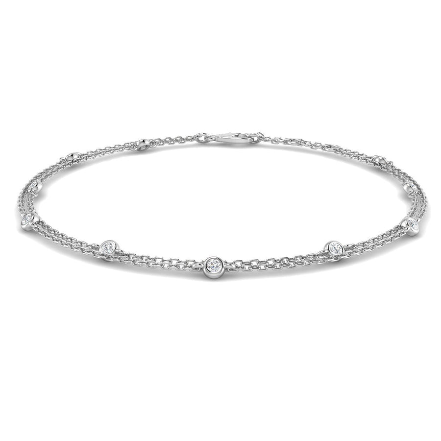 Lab Diamond Double Chain Bracelet 0.25ct in 9k White Gold - After Diamonds