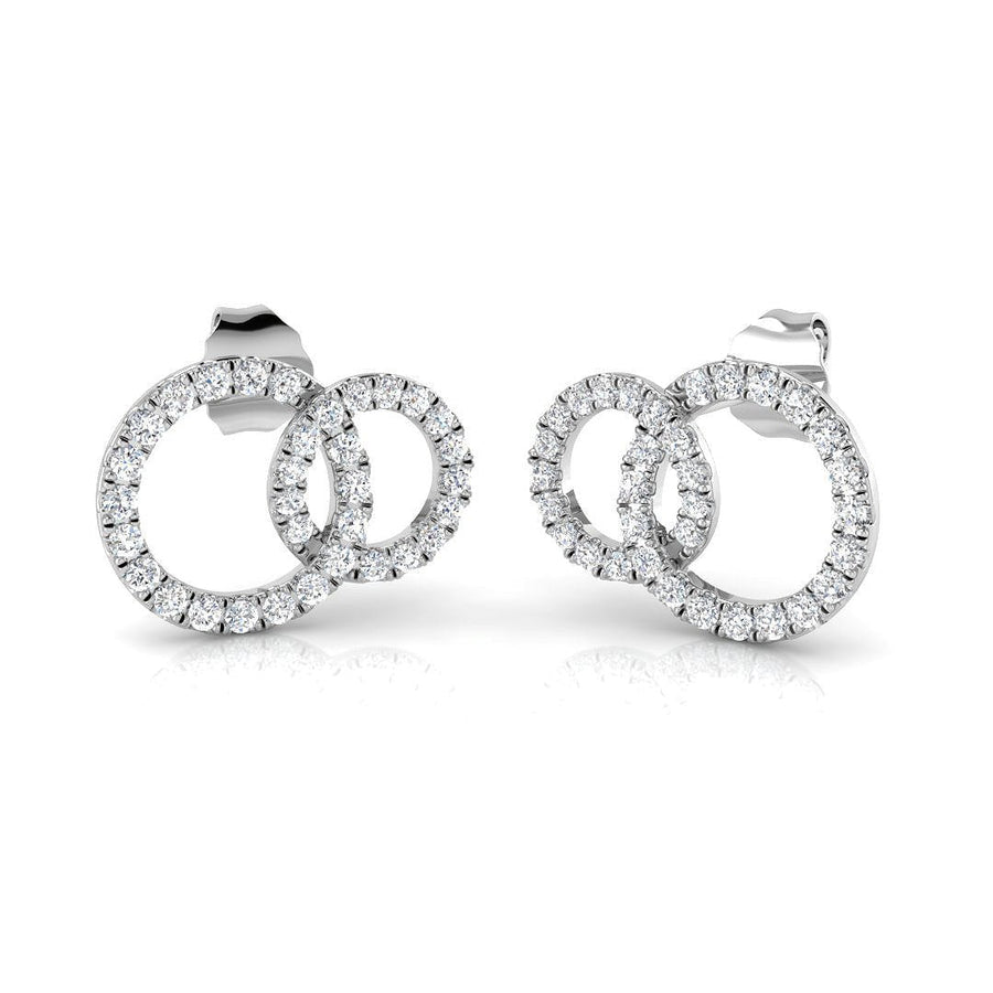 Lab Diamond Double Circle Earrings 0.30ct G/VS in 9k White Gold - After Diamonds