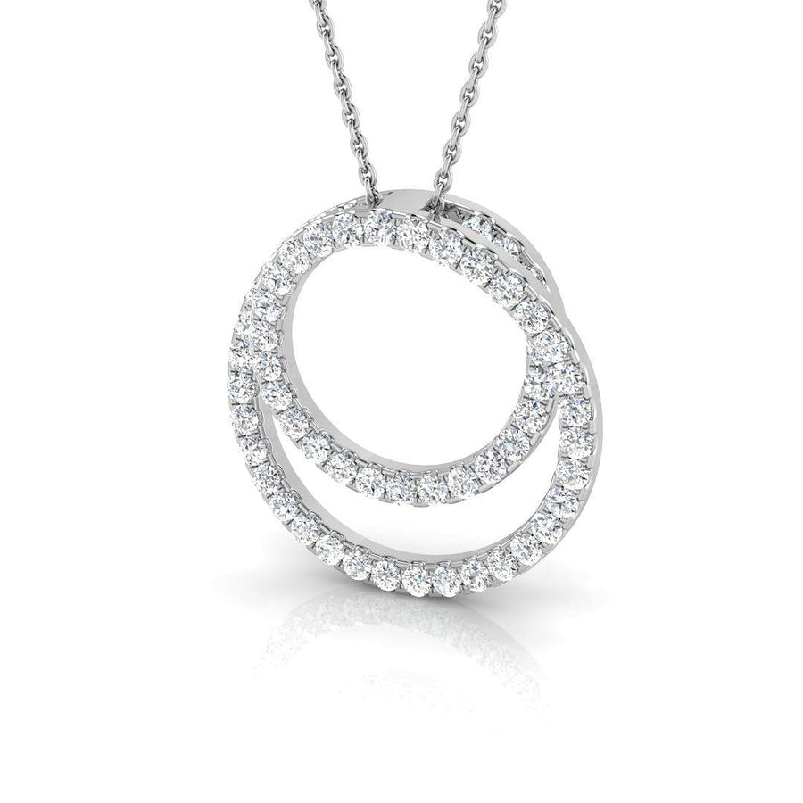 Lab Diamond Double Circle Necklace Pendant 0.80ct in 925 Silver - After Diamonds