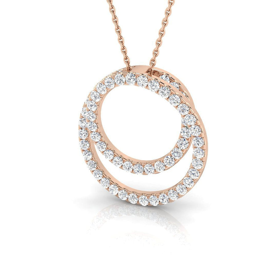 Lab Diamond Double Circle Necklace Pendant 0.80ct in 9k Rose Gold - After Diamonds