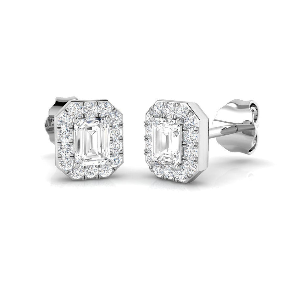 Lab Diamond Emerald Halo Earrings 0.50ct G/VS in 925 Silver - After Diamonds
