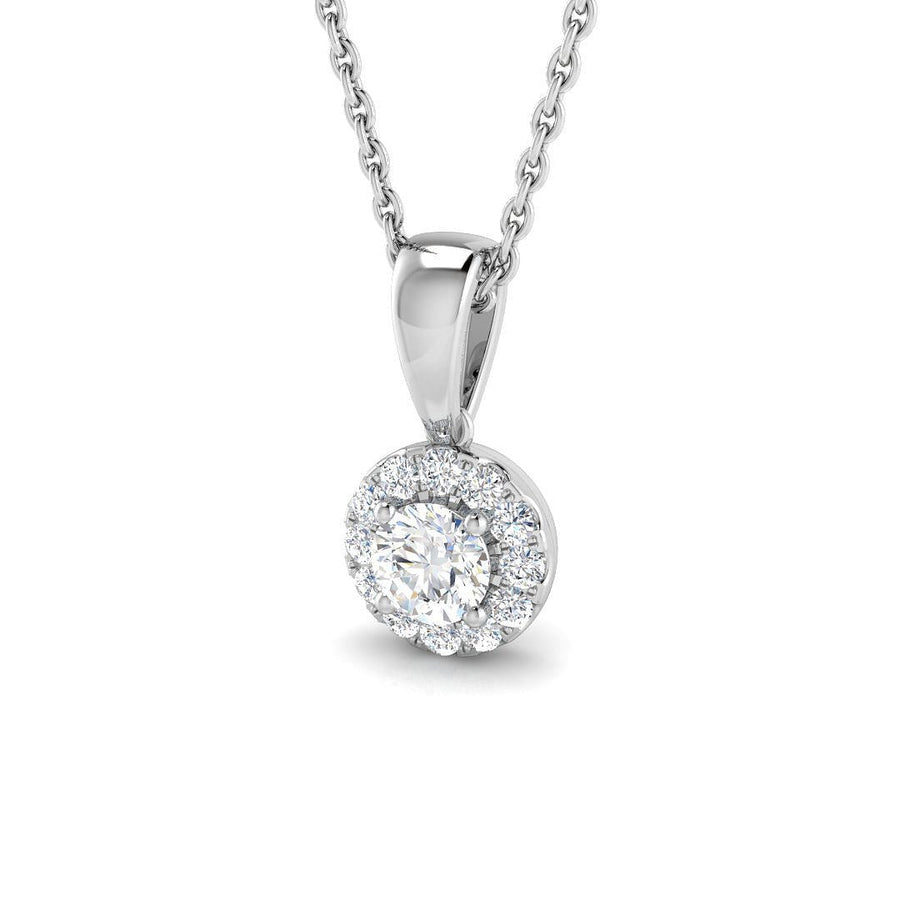 Lab Diamond Halo Pendant Necklace 0.30ct G/VS in 925 Silver - After Diamonds