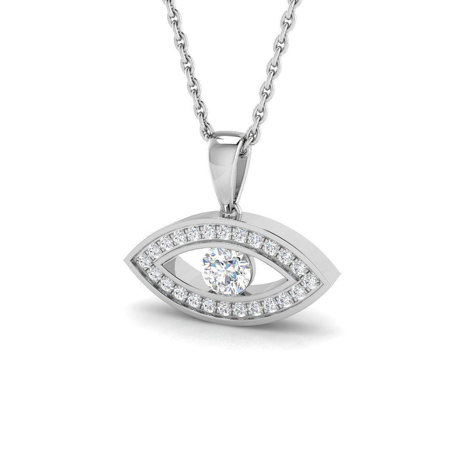 Lab Diamond Hamsa Pendant Necklace 0.25ct in 925 Silver - After Diamonds