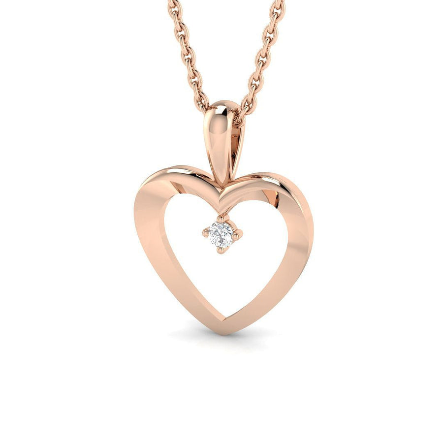 Lab Diamond Heart Pendant 0.02ct in 9k Rose Gold - After Diamonds