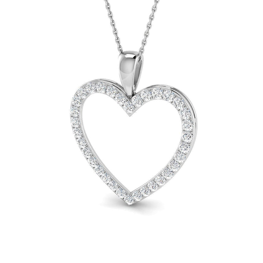 Lab Diamond Heart Pendant Necklace 1.00ct in 9k White Gold - After Diamonds