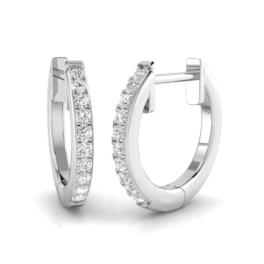 Lab Diamond Huggie Hoop Earrings 0.10ct in 9k White Gold - After Diamonds