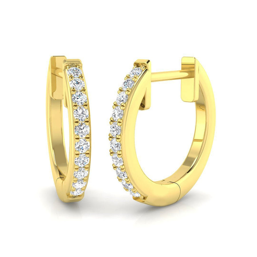 Lab Diamond Huggie Hoop Earrings 0.10ct in 9k Yellow Gold - After Diamonds