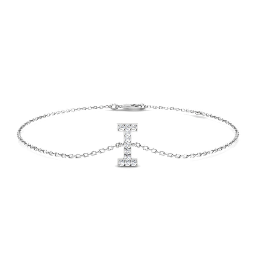 Lab Diamond 'I' Initial Chain Bracelet 0.15ct G/VS in 9k White Gold - After Diamonds