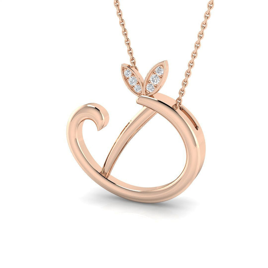 Lab Diamond Initial 'D' Pendant Necklace 0.05ct in 9k Rose Gold - After Diamonds