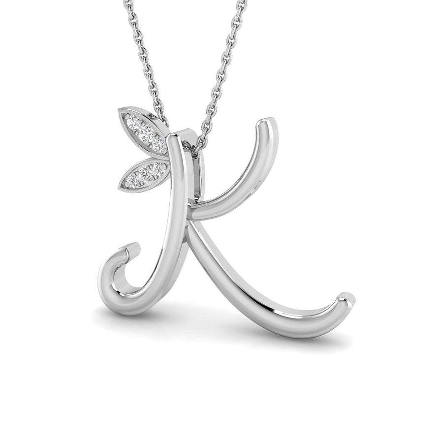 Lab Diamond Initial 'K' Pendant Necklace 0.05ct in 925 Silver - After Diamonds