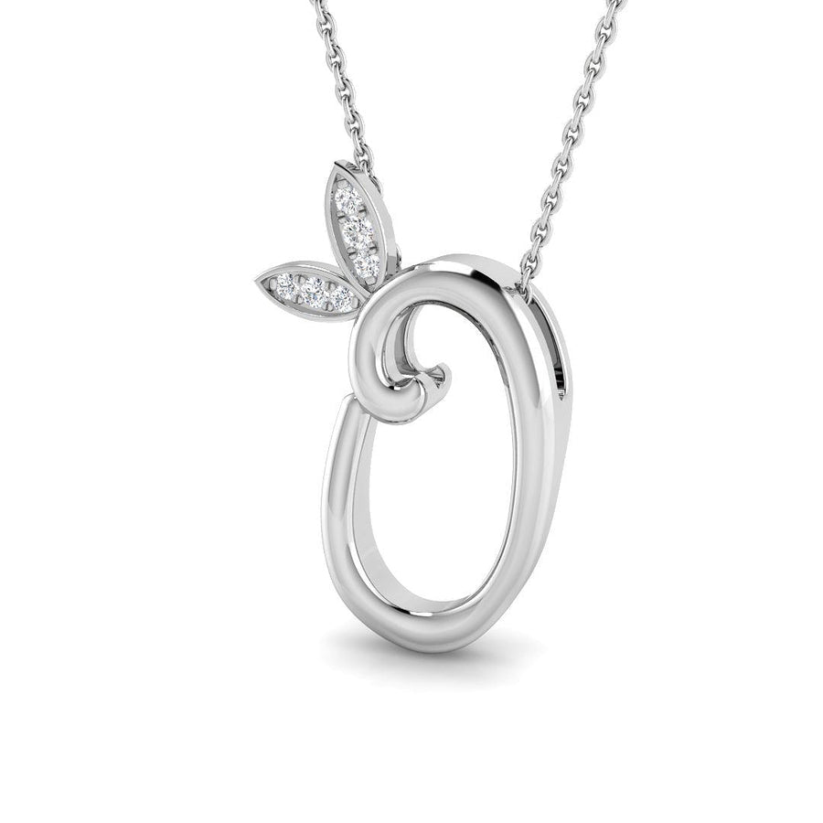 Lab Diamond Initial 'O' Pendant Necklace 0.05ct in 925 Silver - After Diamonds