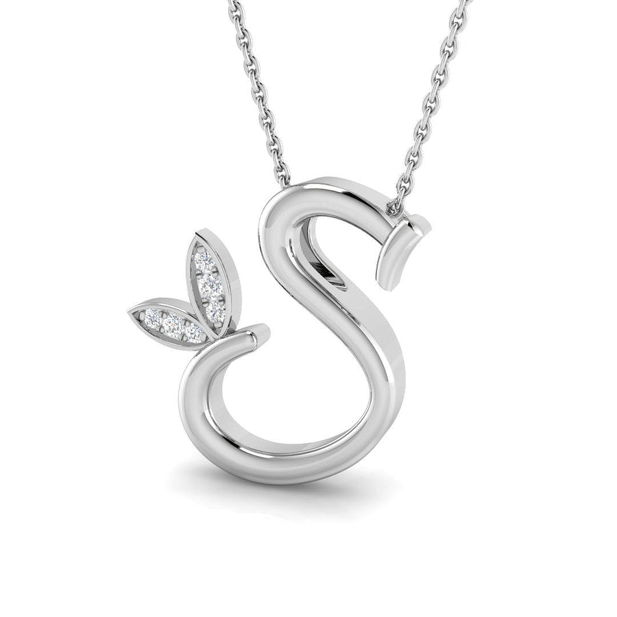 Lab Diamond Initial 'S' Pendant Necklace 0.05ct in 925 Silver - After Diamonds