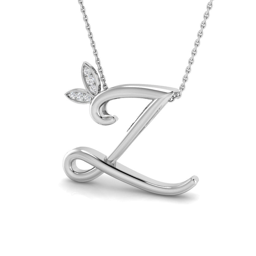Lab Diamond Initial 'Z' Pendant Necklace 0.05ct in 925 Silver - After Diamonds