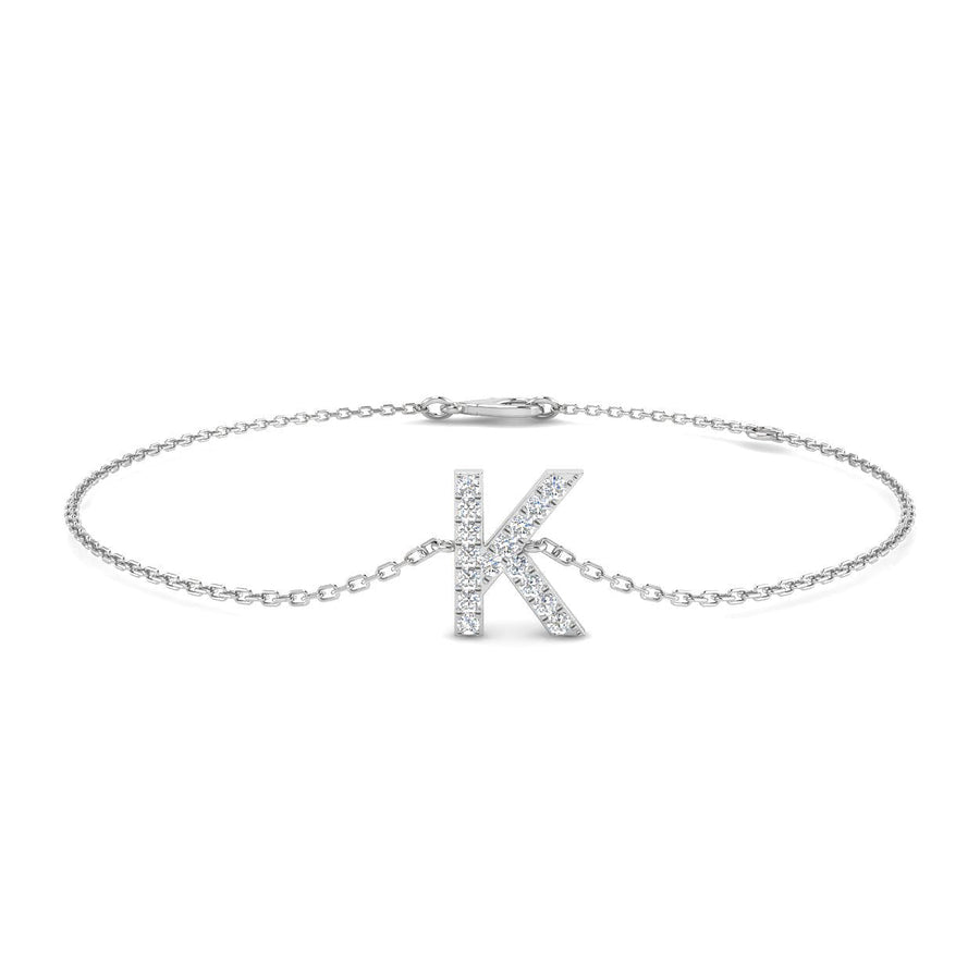 Lab Diamond 'K' Initial Chain Bracelet 0.15ct G/VS in 925 Silver - After Diamonds