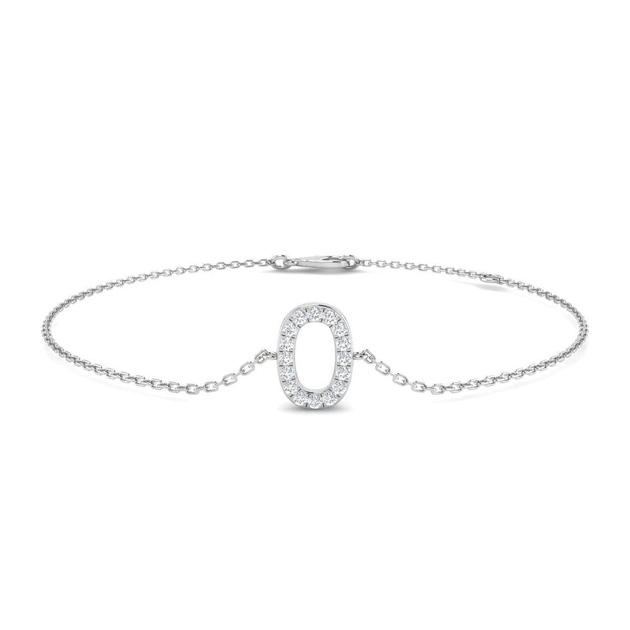 Lab Diamond 'O' Initial Chain Bracelet 0.15ct G/VS in 9k White Gold - After Diamonds