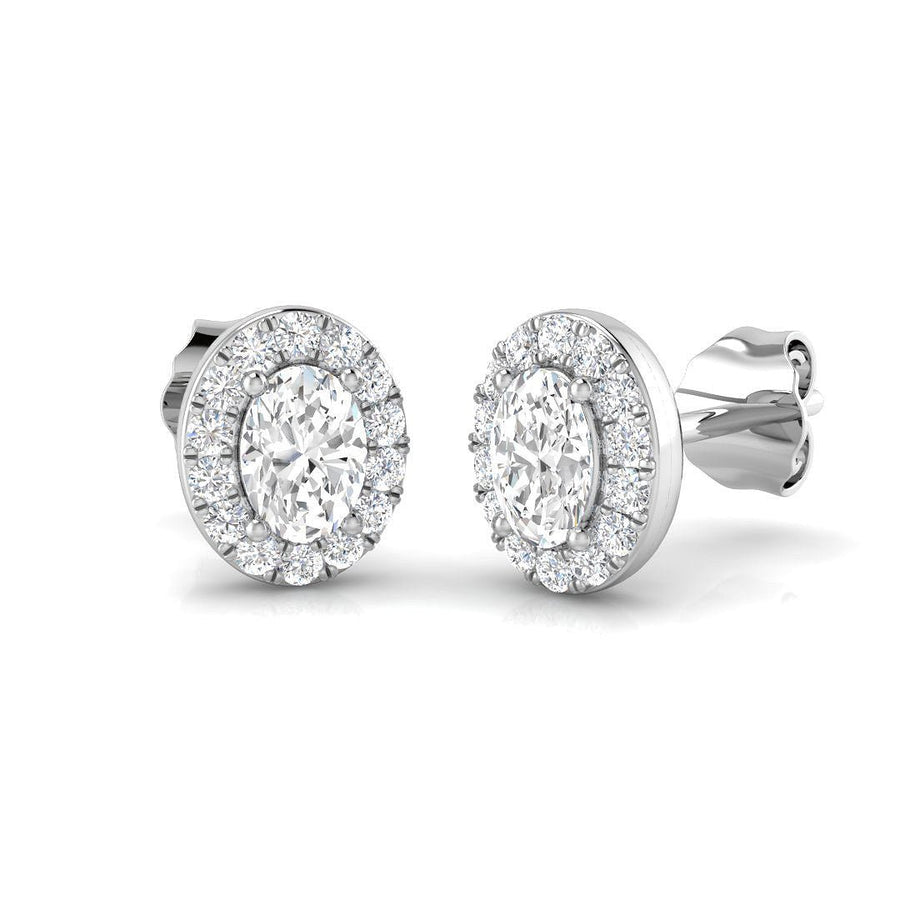 Lab Diamond Oval Halo Earrings 0.50ct G/VS in 925 Silver - After Diamonds
