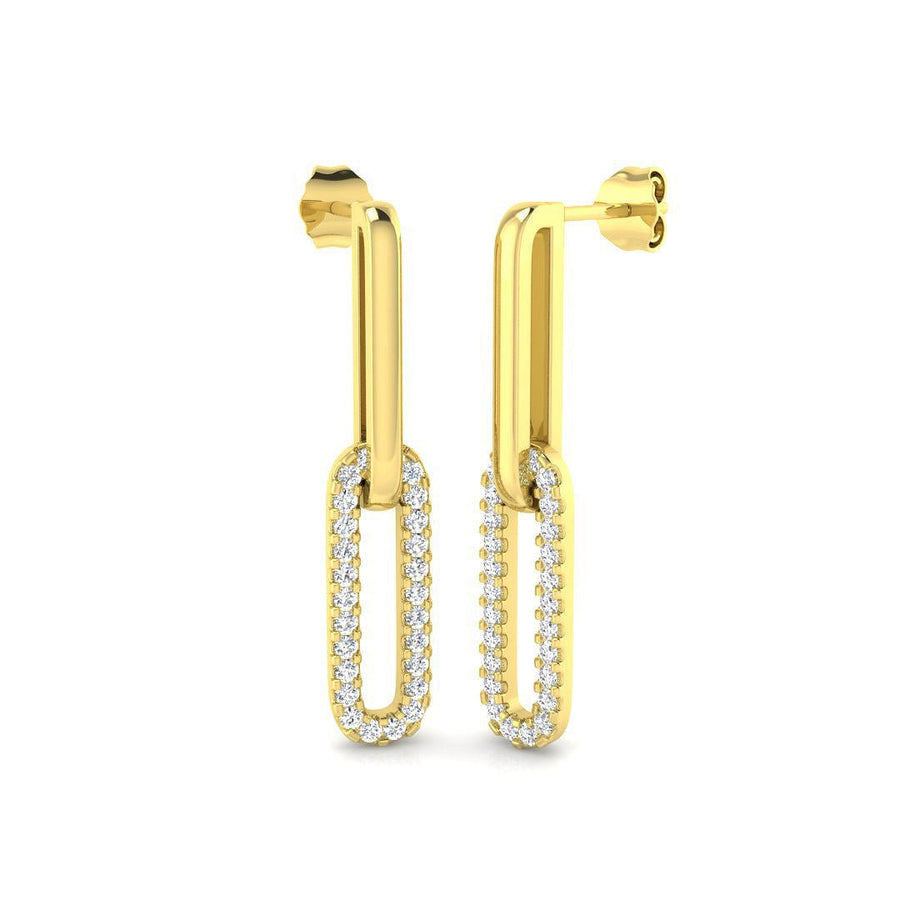 Lab Diamond Paperclip Earrings 0.55ct G/VS in 9k Yellow Gold - After Diamonds