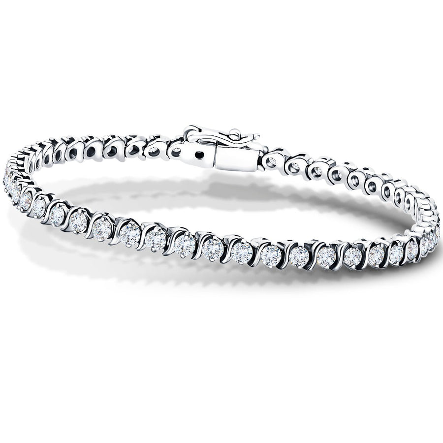 Lab Diamond Semi Bezel Tennis Bracelet 5.00ct G/VS in 18k White Gold - After Diamonds