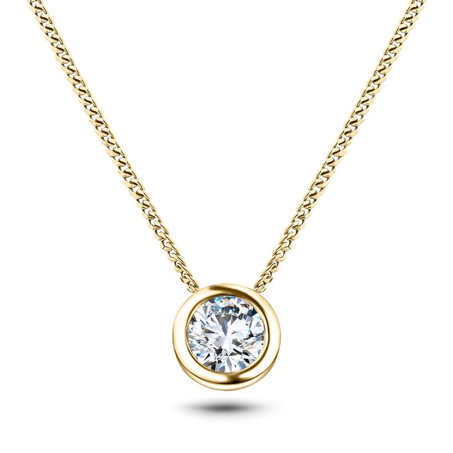 Lab Diamond Solitaire Bezel Necklace Pendant 2.00ct D/VVS in 18k Yellow Gold - After Diamonds