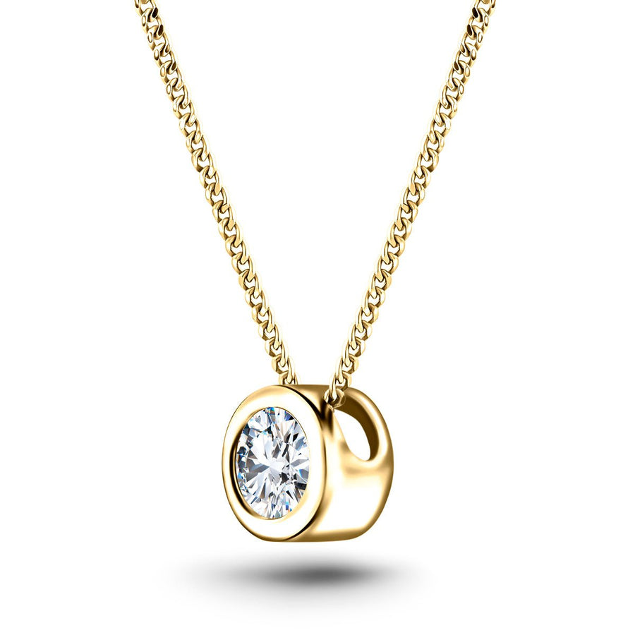 Lab Diamond Solitaire Bezel Necklace Pendant 2.00ct D/VVS in 18k Yellow Gold - After Diamonds