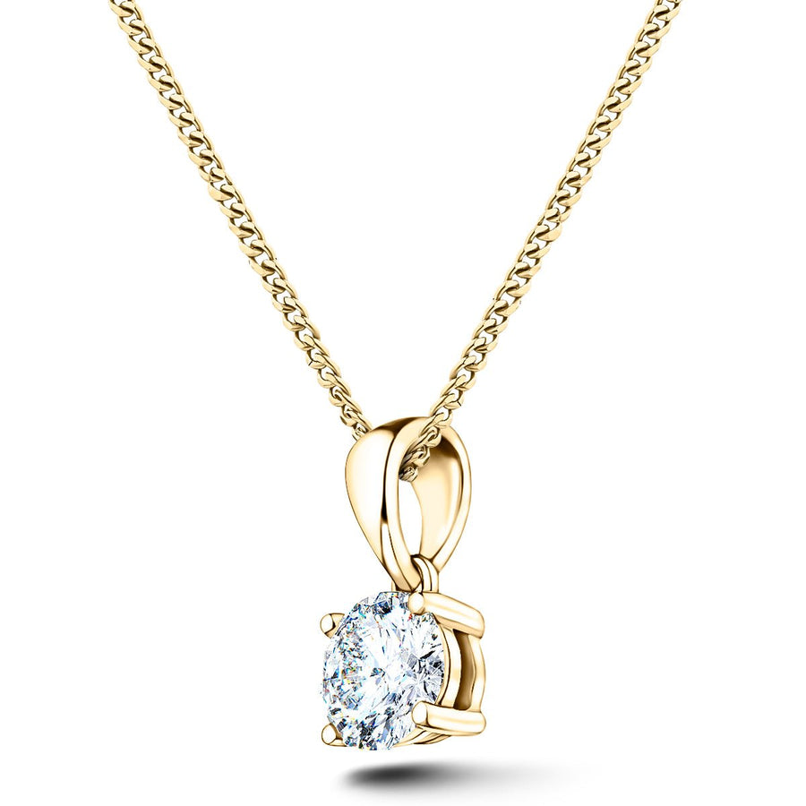 Lab Diamond Solitaire Necklace Pendant 1.00ct D/VVS in 18k Yellow Gold - After Diamonds