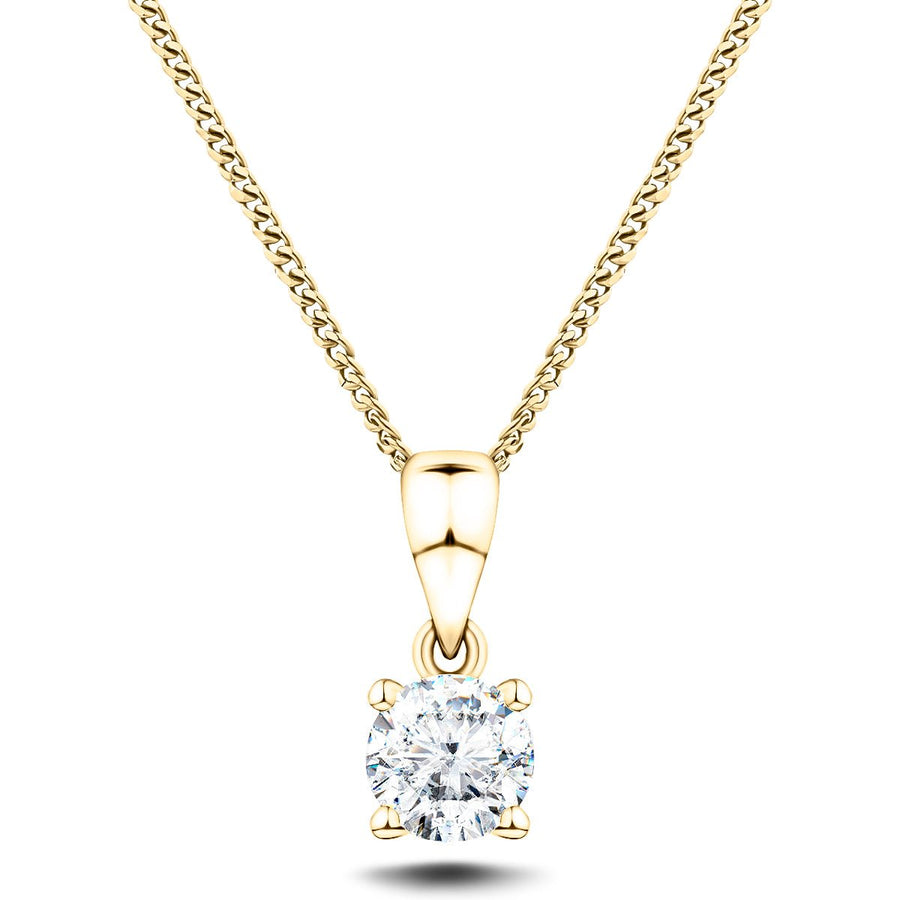 Lab Diamond Solitaire Necklace Pendant 1.00ct D/VVS in 9k Yellow Gold - After Diamonds