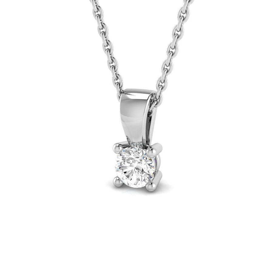 Lab Diamond Solitaire Pendant Necklace 0.10ct in 925 Silver - After Diamonds