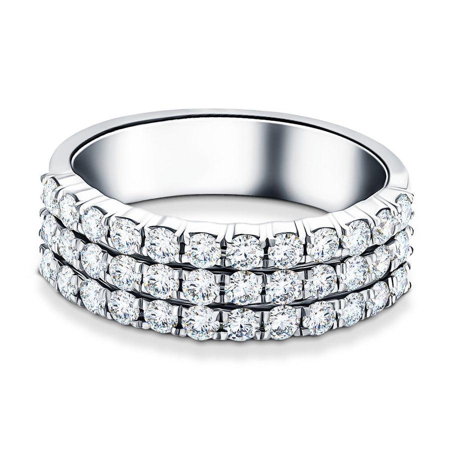 Lab Diamond Three Row Half Eternity Ring 2.20ct G/VS in 9k White Gold - After Diamonds