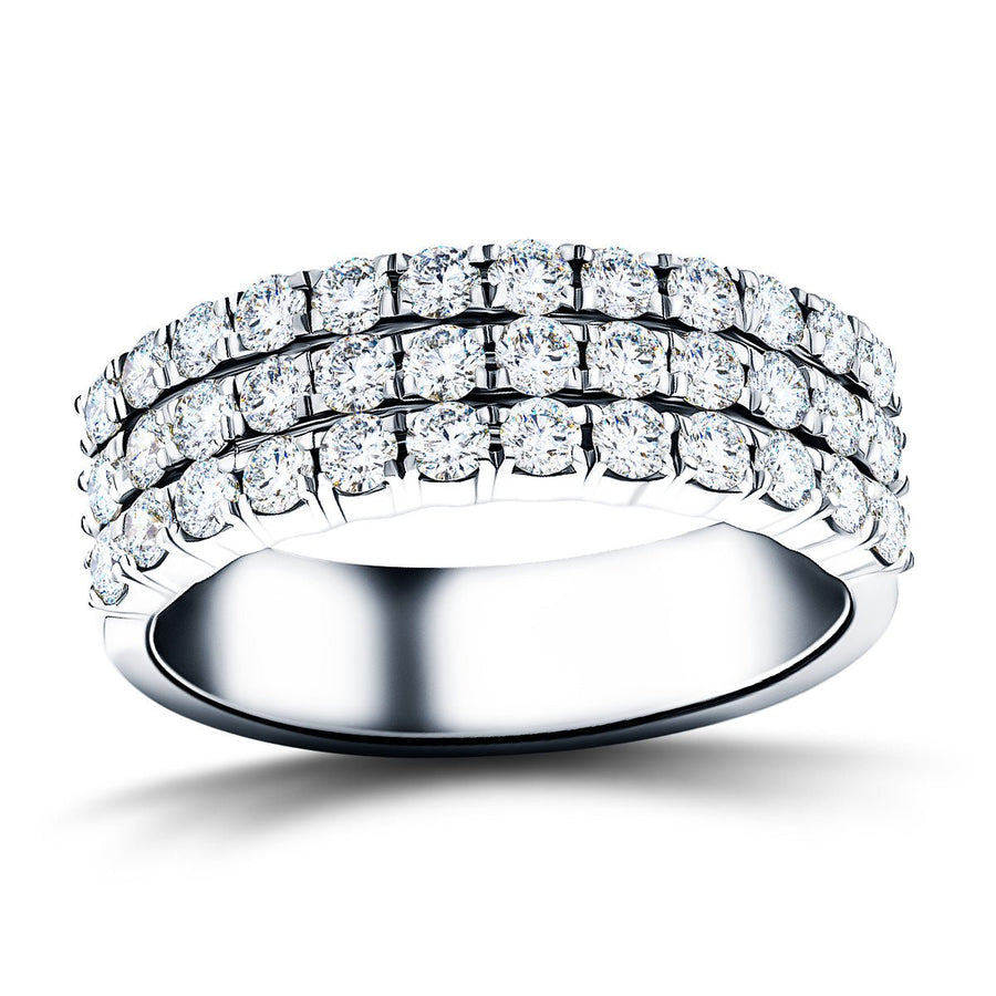 Lab Diamond Three Row Half Eternity Ring 2.20ct G/VS in 9k White Gold - After Diamonds