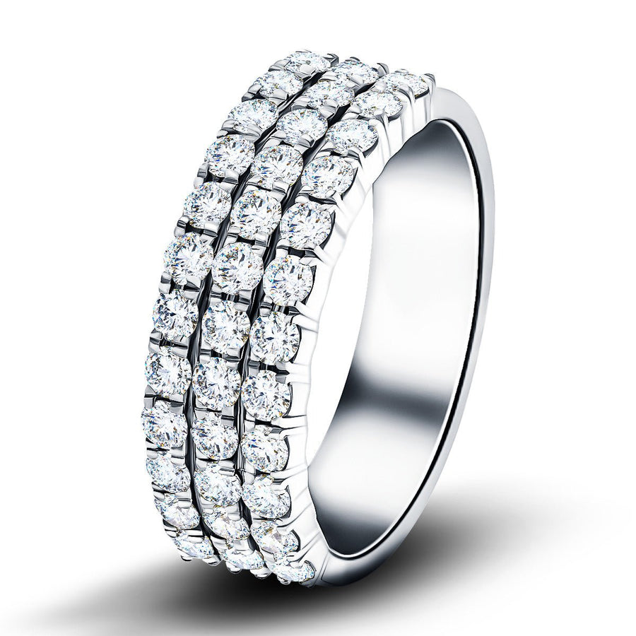 Lab Diamond Three Row Half Eternity Ring 2.20ct G/VS in 9k White Gold - After Diamonds