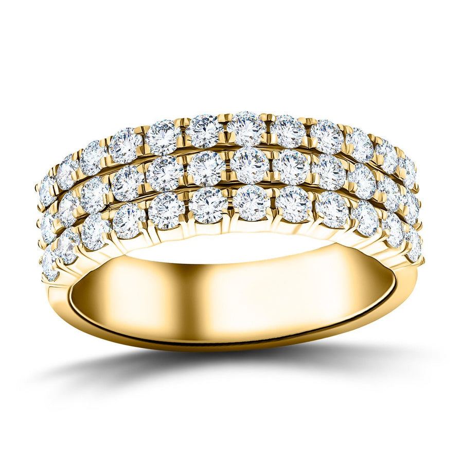 Lab Diamond Three Row Half Eternity Ring 2.20ct G/VS in 9k Yellow Gold - After Diamonds