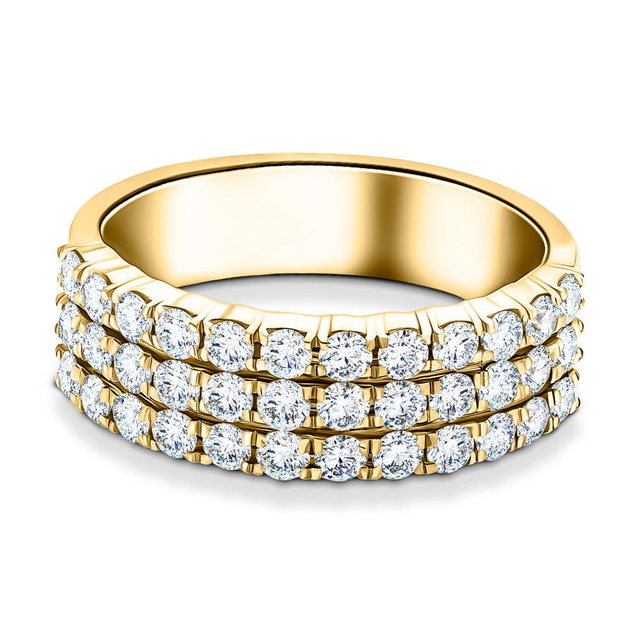 Lab Diamond Three Row Half Eternity Ring 2.20ct G/VS in 9k Yellow Gold - After Diamonds