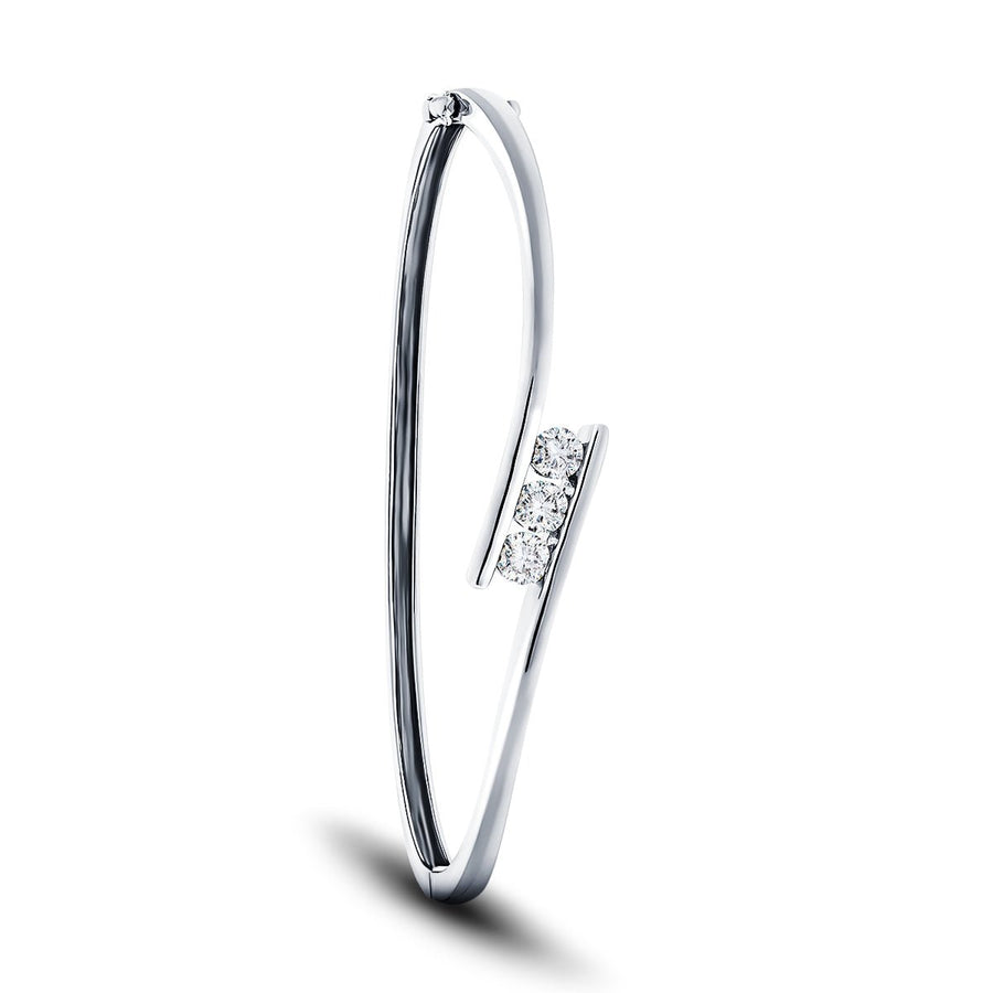 Lab Diamond Three Stone Bangle 0.33ct in G/VS 925 Silver - After Diamonds