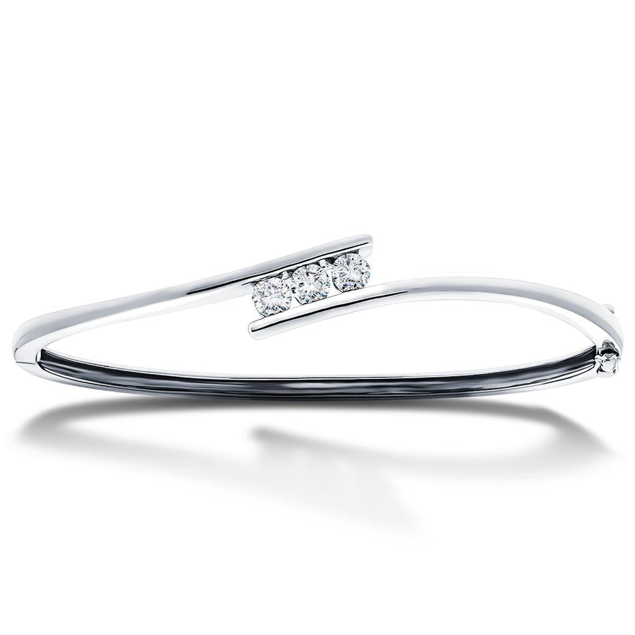 Lab Diamond Three Stone Bangle 0.33ct in G/VS 925 Silver - After Diamonds