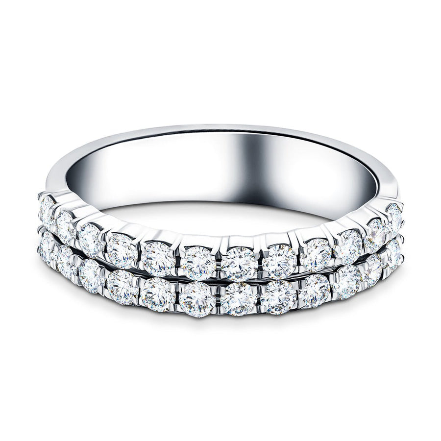 Lab Diamond Two Row Half Eternity Ring 1.55ct G/VS in 18k White Gold - After Diamonds