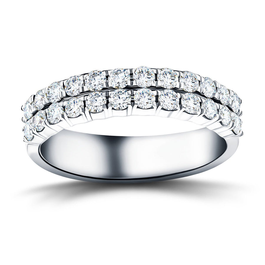 Lab Diamond Two Row Half Eternity Ring 1.55ct G/VS in Platinum - After Diamonds