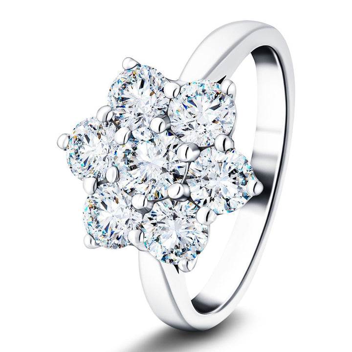 Lab Grown Diamond 3.00ctw Cluster Ring D/VVS Quality in Platinum