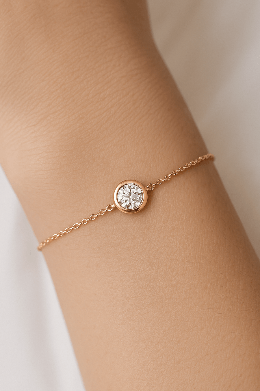 Lab Solitaire Diamond Bracelet 0.50ct G/VS Quality in 18k Rose Gold - After Diamonds