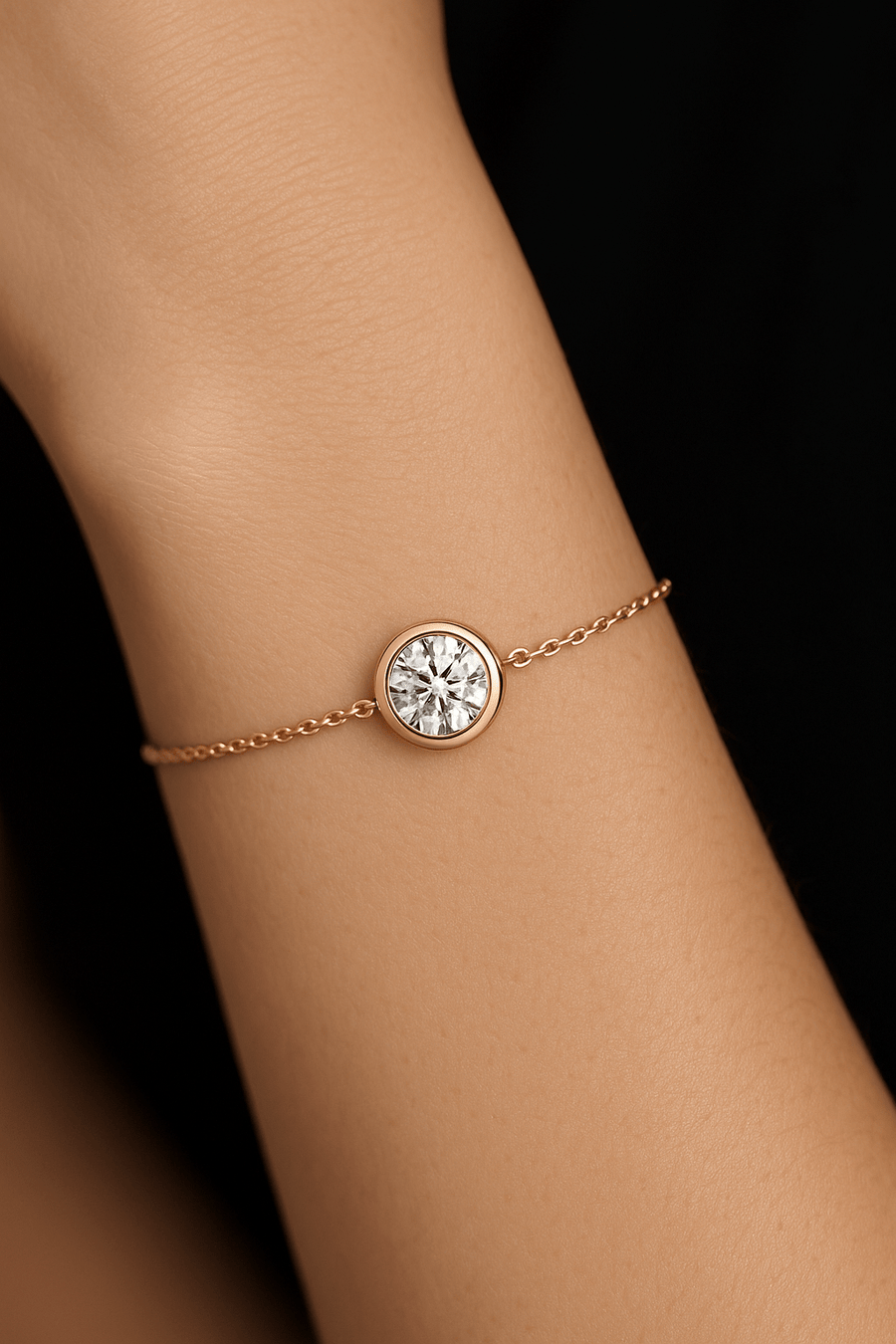 Lab Solitaire Diamond Bracelet 1.00ct D/VVS Quality in 9k Rose Gold - After Diamonds