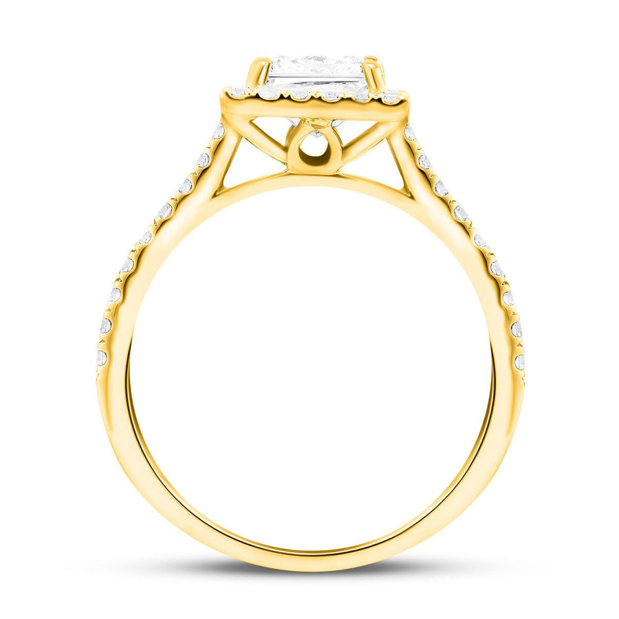 Layla Lab Diamond Halo Princess Engagement Ring 3.75ct G/VS in 18k Yellow Gold - After Diamonds
