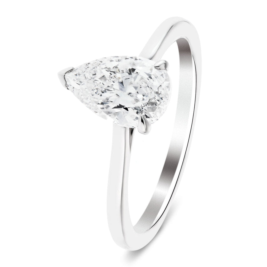 Lily Lab Pear Diamond Solitaire Engagement Ring 0.50ct G/VS 18k White Gold - After Diamonds