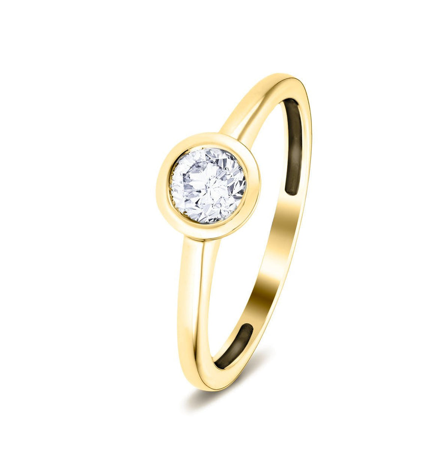Maya Lab Diamond Bezel Solitaire Engagement Ring 0.50ct G/VS 18k Yellow Gold - After Diamonds