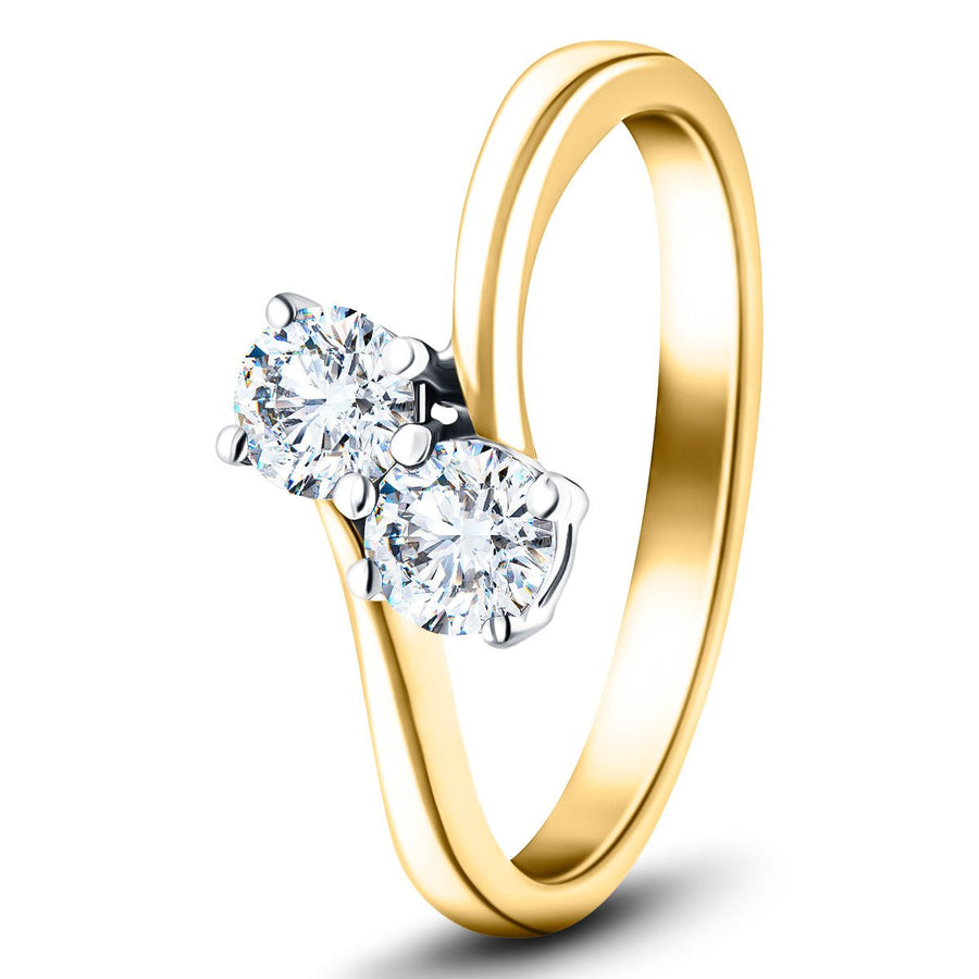 Milly Two Stone Lab Diamond Engagement Ring 1.00ct G/VS in 9k Yellow Gold - After Diamonds