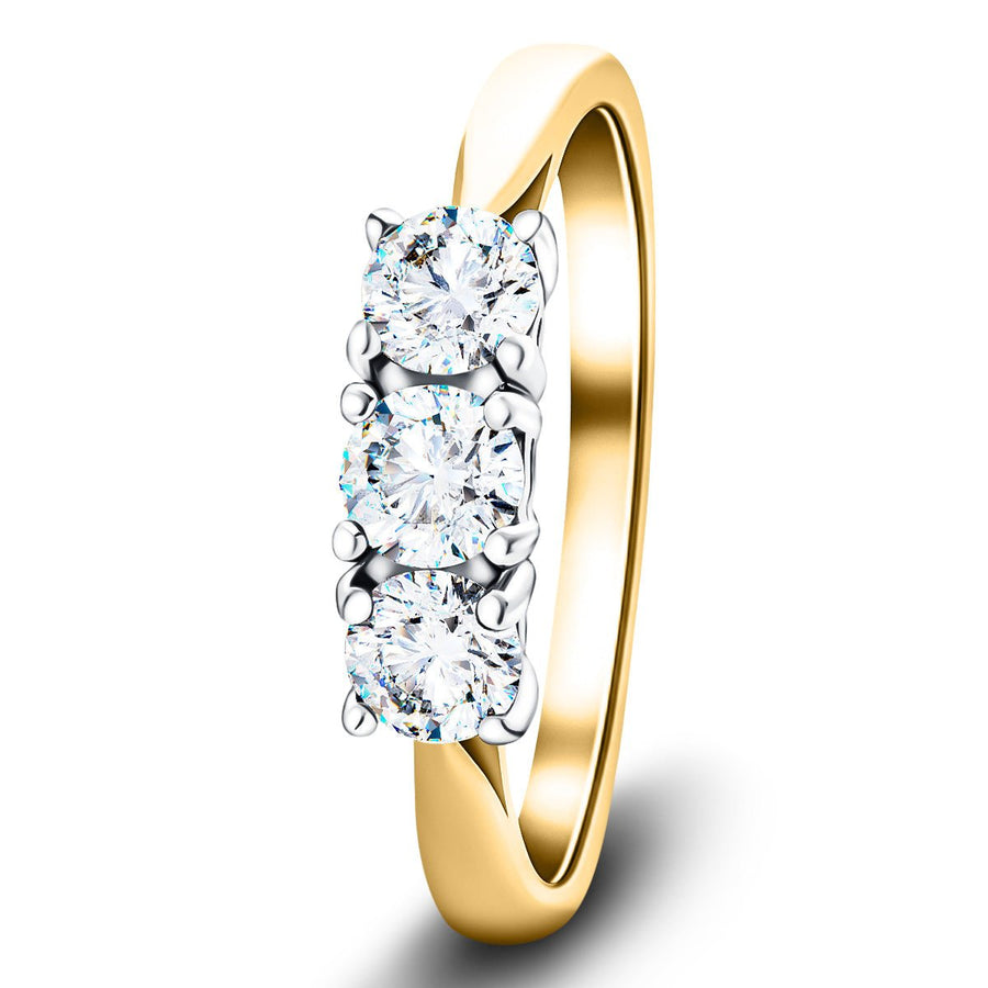 Molly Three Stone Lab Diamond Ring 0.60ct G/VS in 18k Yellow Gold - After Diamonds
