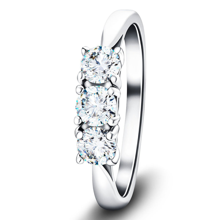 Molly Three Stone Lab Diamond Ring 0.60ct G/VS in 9k White Gold - After Diamonds