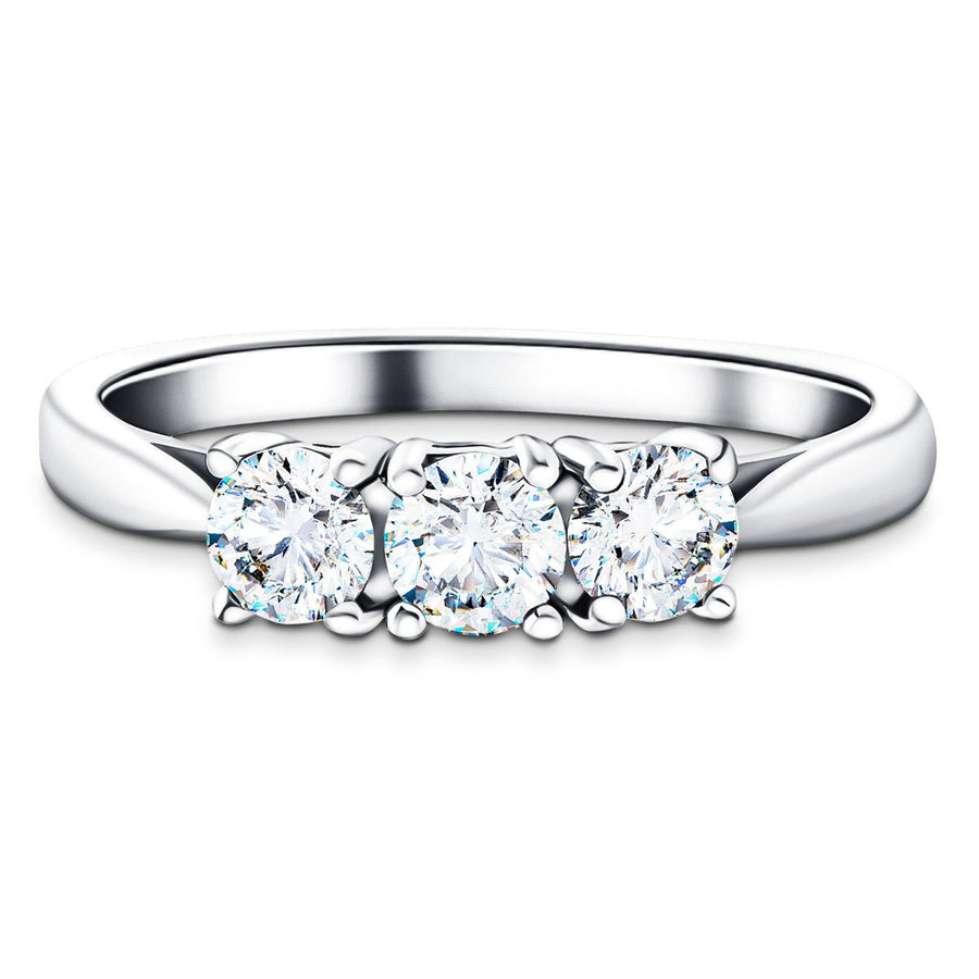 Molly Three Stone Lab Diamond Ring 0.60ct G/VS in 9k White Gold - After Diamonds