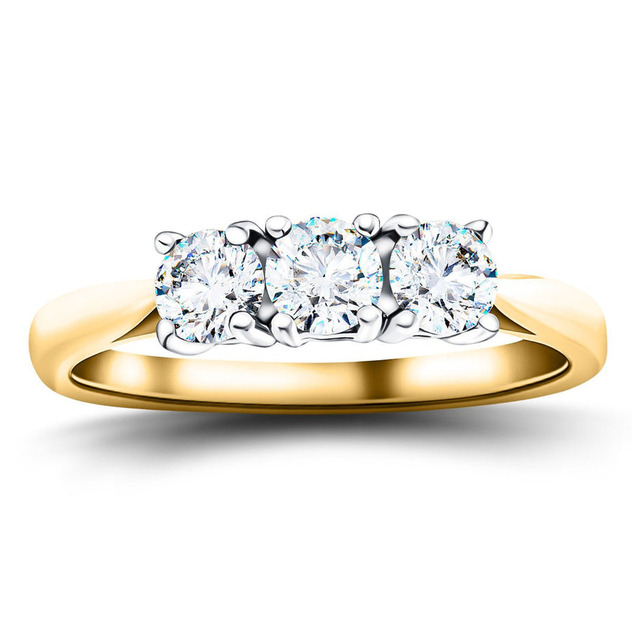 Molly Three Stone Lab Diamond Ring 0.60ct G/VS in 9k Yellow Gold - After Diamonds